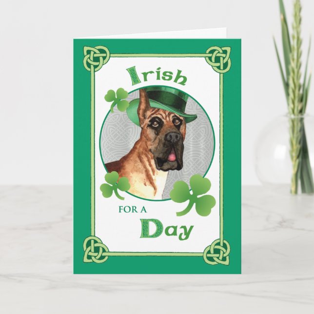 St. Patrick's Day Great Dane Karte (Vorderseite)