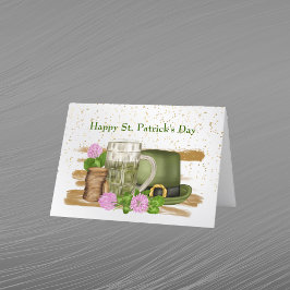 St Patricks Day Green Beer Hat Coins Cloue Feiertagskarte