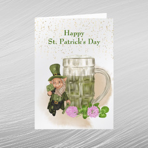 St Patricks Day Green Beer Leprechaun Clou Feiertagskarte