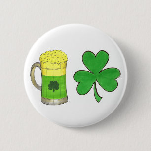 St. Patrick's Day Green Beer Lucky Kleeblatt Clove Button
