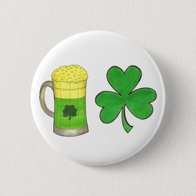 St. Patrick's Day Green Beer Lucky Kleeblatt Clove Button (Vorderseite)
