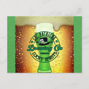 St Patricks Day Green Beer Lucky Spirits Irish Postkarte