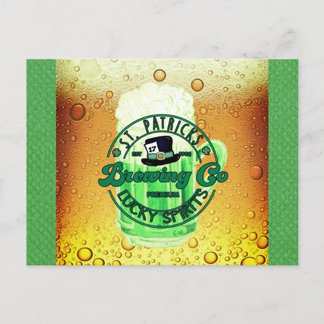 St Patricks Day Green Beer Lucky Spirits Irish Postkarte (Vorderseite)