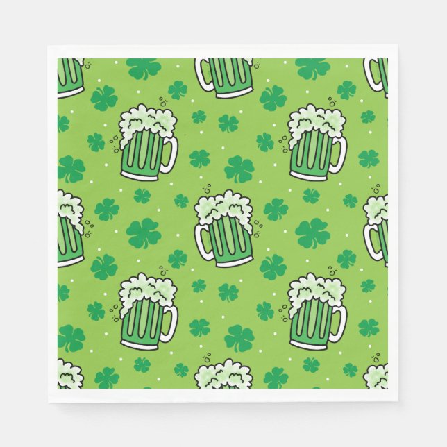 St Patrick's Day Green Beer Pattern Serviette (Vorderseite)