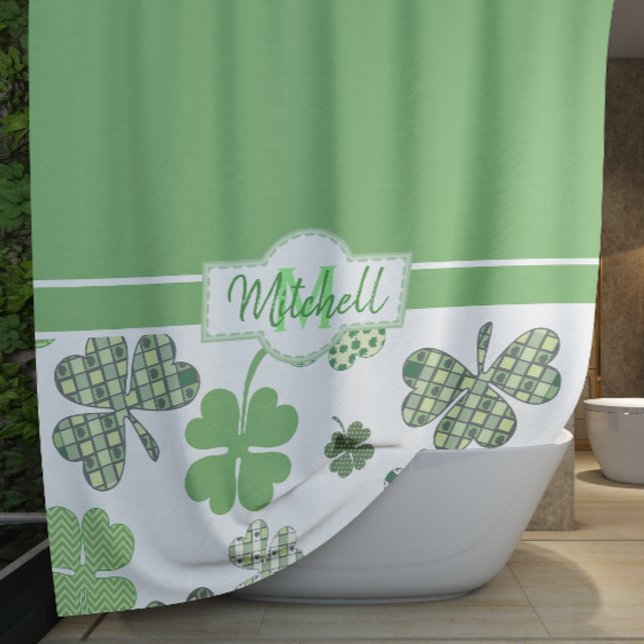 St Patrick's Day Green Clover Duschvorhang (St Patrick's Day Green Clover Shower Curtain)