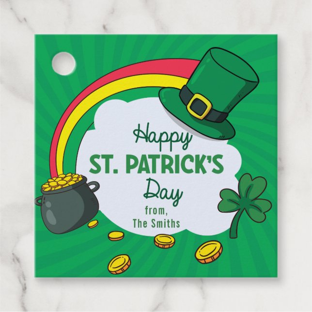 St. Patrick's Day - Green Clover Rainbow Geschenkanhänger (Vorderseite)