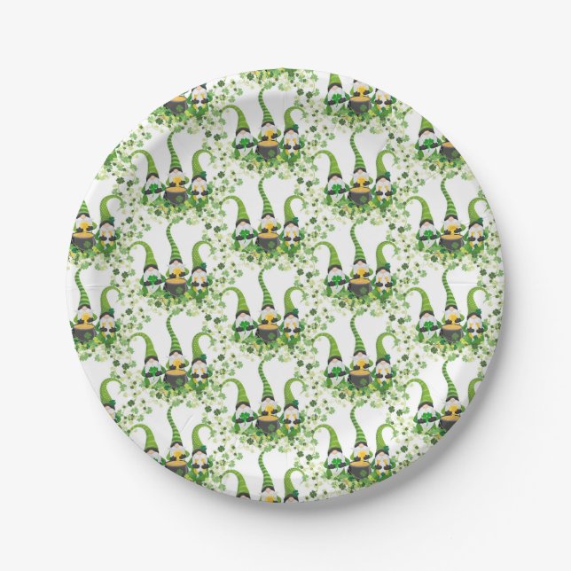 St Patricks Day Green Clovers Old Leprechaun Pappteller (Vorderseite)