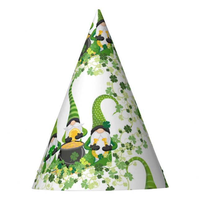 St Patricks Day Green Clovers Old Leprechaun Partyhütchen (Vorderseite)