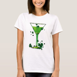St Patricks Day Green Cocktail & Leprechaun Weiß T-Shirt