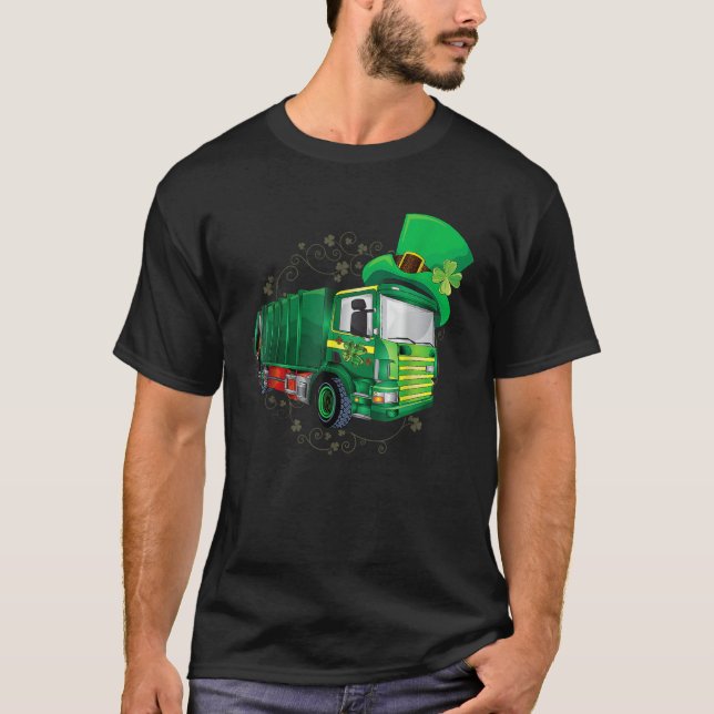 St Patrick's Day Green Garbage Truck Men Women Boy T-Shirt (Vorderseite)