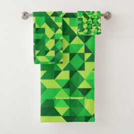 St. Patrick's Day Green Geometric Pattern Badhandtuch Set
