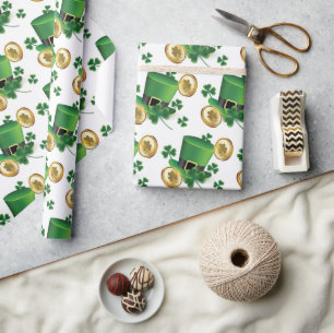 St. Patrick's Day Green Hat Kleeblatt Vine Irish Geschenkpapier