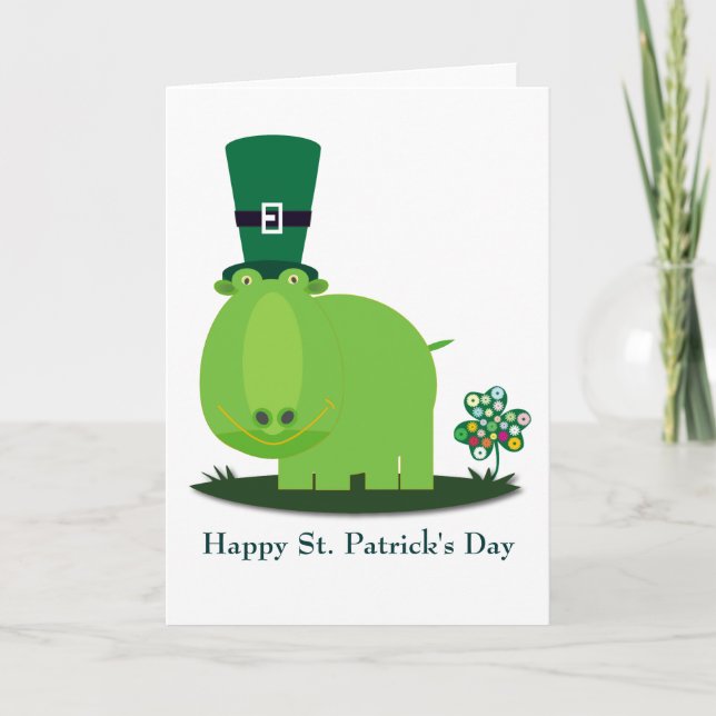 St Patrick's Day: Green HIPPO Karte (Vorderseite)
