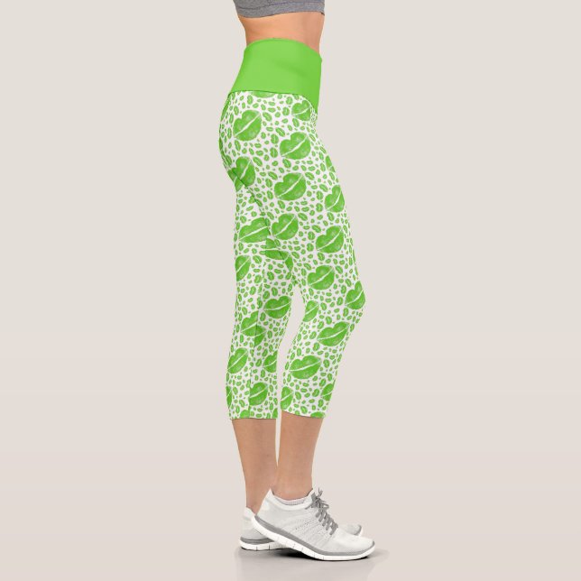 St. Patrick's Day Green Irish Lips Random Muster Capri Leggings (Rechts)