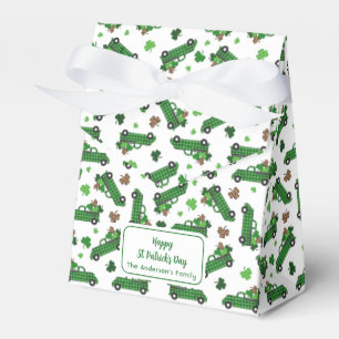 St Patricks Day Green Kariert Truck Clover Leaf Geschenkschachtel