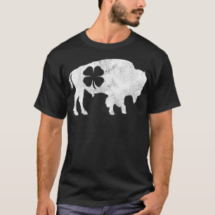 St Patricks Day Green Kleeblatt Buffalo Bison Iris T-Shirt