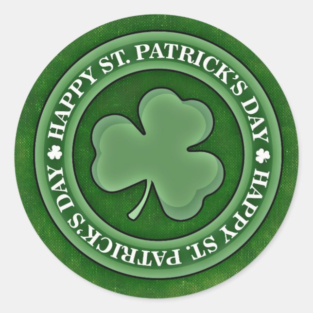 St Patricks Day Green Kleeblatt Clove Runder Aufkleber (Vorderseite)