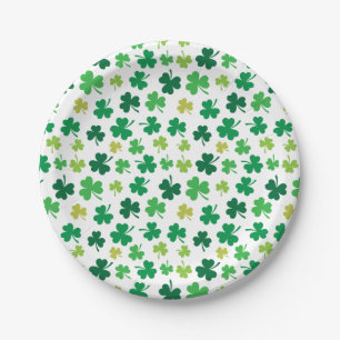 St Patricks Day Green Kleeblatt Clover Pattern Pappteller