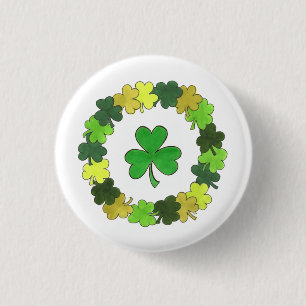 St. Patrick's Day Green Kleeblatt Clover Wreath Button