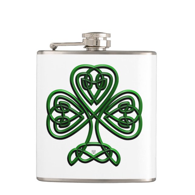 St Patricks Day Green Kleeblatt Flachmann (Vorderseite)