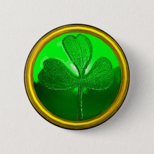 ST PATRICK'S DAY GREEN KLEEBLATT GEMSTONE JEWEL BUTTON