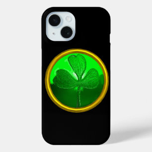ST PATRICK'S DAY GREEN KLEEBLATT GEMSTONE JEWEL iPhone 15 HÜLLE