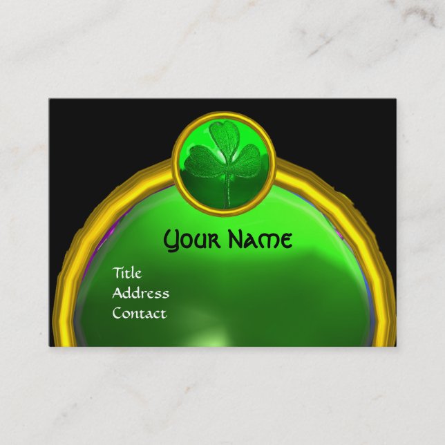 ST PATRICK'S DAY GREEN KLEEBLATT GEMSTONE JEWEL VISITENKARTE (Vorderseite)