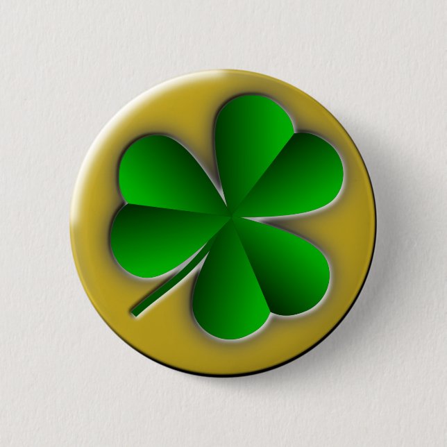 St Patrick's Day Green Kleeblatt Gold Hintergrund Button (Vorderseite)