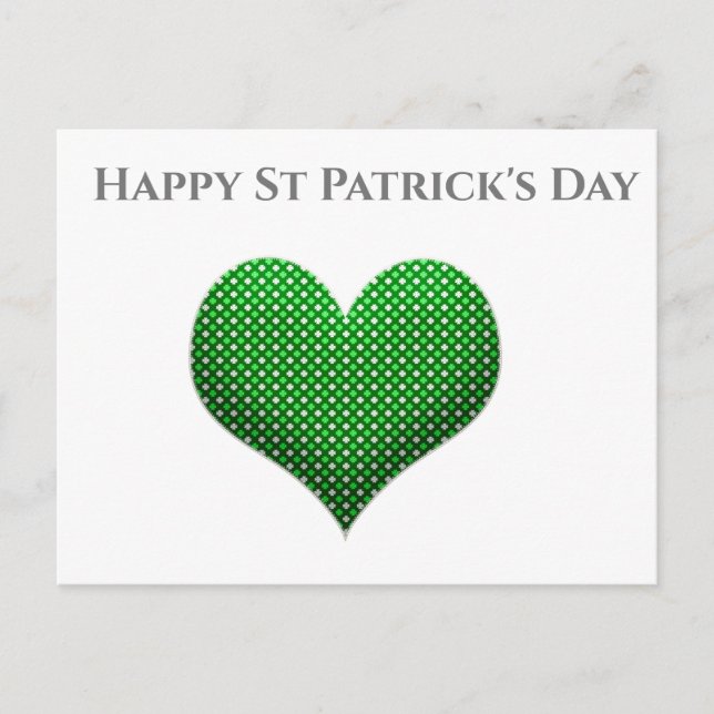 St Patrick's Day Green Kleeblatt Herzkarte Postkarte (Vorderseite)