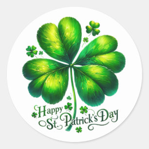 St Patricks Day Green Kleeblatt Illustration Runder Aufkleber