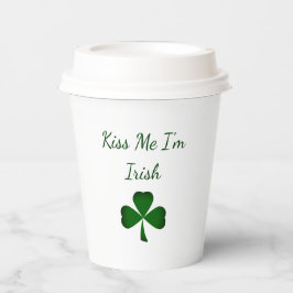 St. Patrick's Day Green Kleeblatt Kiss Me Ich bin  Pappbecher