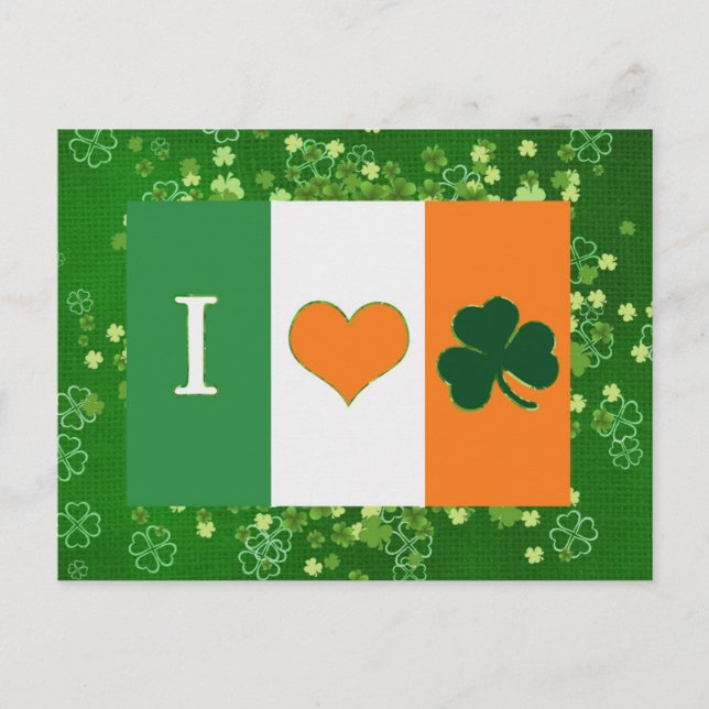 St Patricks Day Green Kleeblatt Liebe Postkarte (Vorderseite)