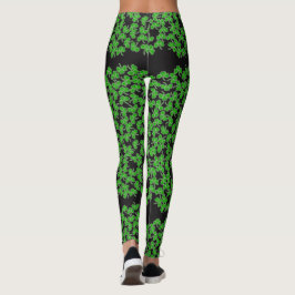 St Patricks Day Green Kleeblatt Pattern auf Schwar Leggings