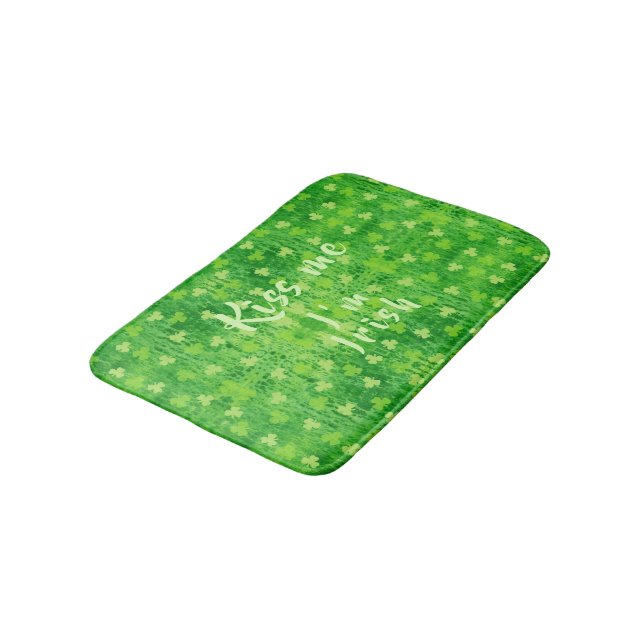 St Patrick's Day Green Kleeblatt Pattern Bath Mat Badematte (Schrägansicht)