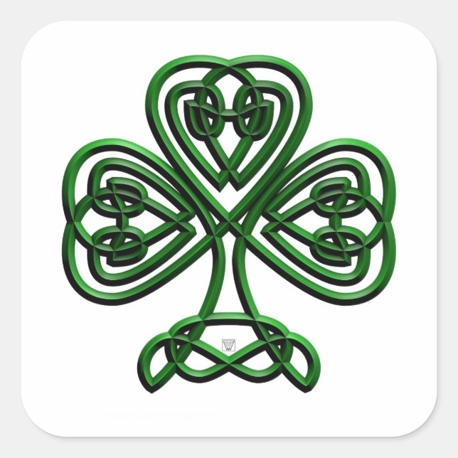 St Patricks Day Green Kleeblatt Quadratischer Aufkleber (Vorderseite)