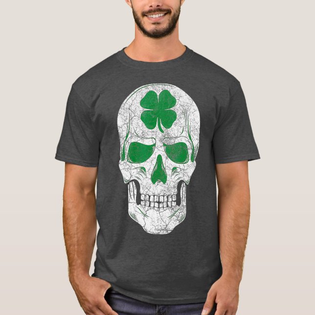 St Patricks Day Green Kleeblatt Skull Irish Gift T-Shirt (Vorderseite)