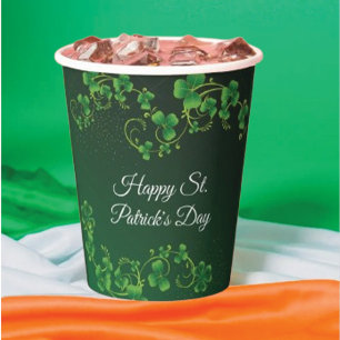 St. Patrick's Day Green Kleeblatt Vine Irish Party Pappbecher