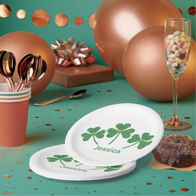 St. Patrick's Day Green Kleeblatt Vine Irish Party Pappteller (Multi)