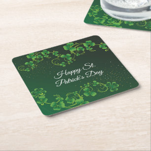 St. Patrick's Day Green Kleeblatt Vine Irish Party Rechteckiger Pappuntersetzer