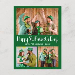 St. Patrick's Day Green Kleeblatts Familie 3 Foto Feiertagspostkarte