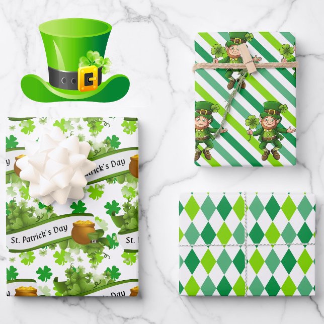 St. Patrick's Day Green Kleeblatts Leprechaun Spaß Geschenkpapier Set (Von Creator hochgeladen)