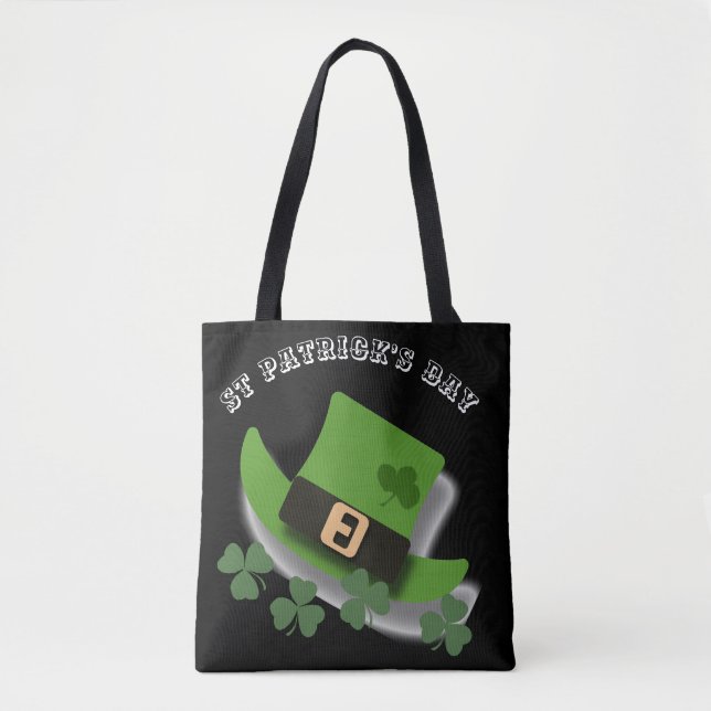 St Patricks Day Green Leprchaun Hat und Kleeblatt (Vorderseite)