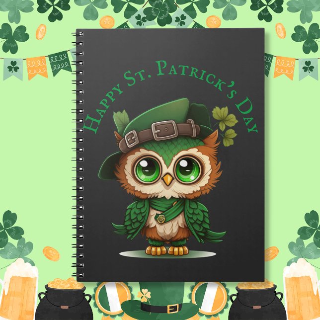 St. Patrick's Day Green Owl Notizblock (St. Patrick's Day Green Owl Notebook)