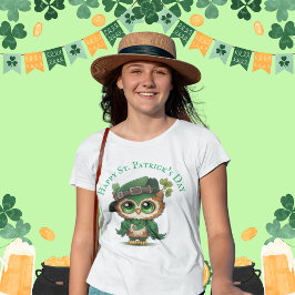 St. Patrick's Day Green Owl personalisierte Girl T-Shirt