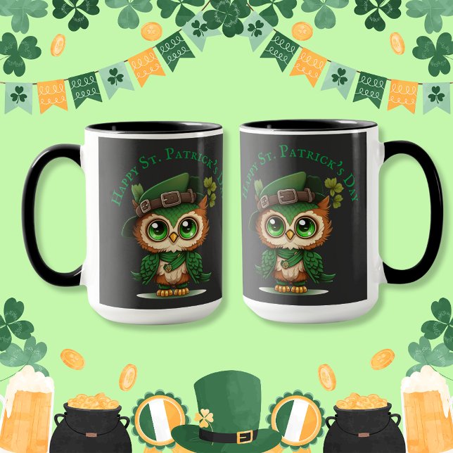 St. Patrick's Day Green Owl Tasse (St. Patrick's Day Green Owl Mug)