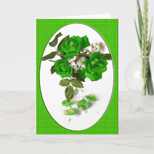 St Patrick's Day Green Rose Bouquet Karte