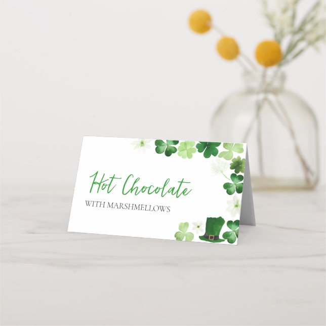 St. Patrick's Day green shamrock buffet label  Platzkarte (Vorderseite)