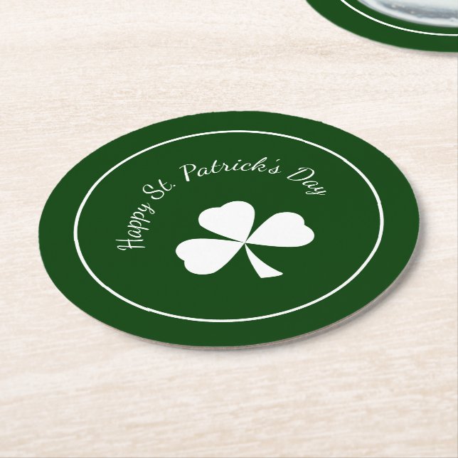 St. Patrick's Day Green shamrock Cute Clover Runder Pappuntersetzer (Angewinkelt)