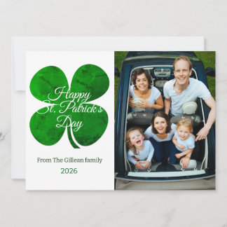St. patrick's day Green Shamrocks family photo Hol Feiertagskarte