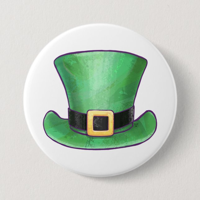 St Patrick's Day Green Top Hat Button (Vorderseite)